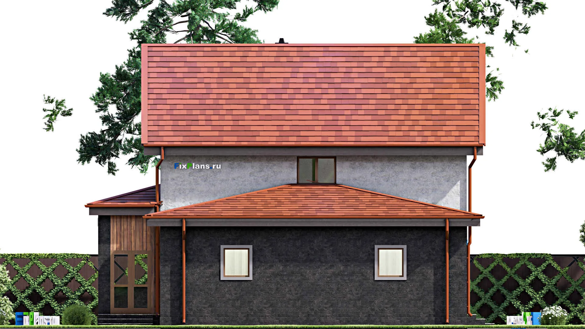 F-15227 - Проект двухэтажного дома 13 на 15, площадью 210 м² с гаражом на 2 машины и 3 спальнями