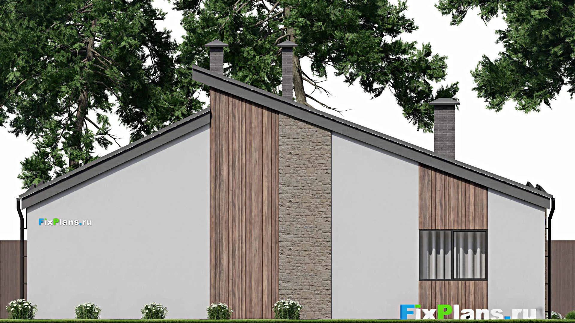 F-8369 - План одноэтажного дома 14 на 15, площадью 170 м² с террасой и 3 спальнями