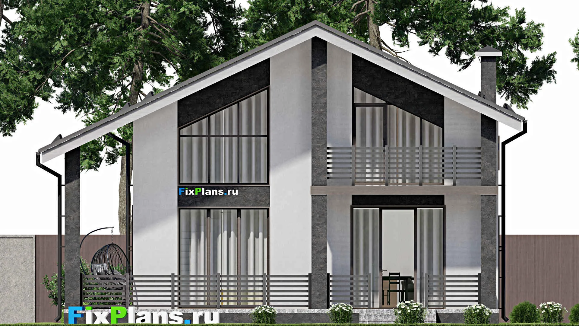 F-2600 - Проект дома с мансардой 10 на 15, площадью 260 м² с террасой, балконом и 4 спальнями