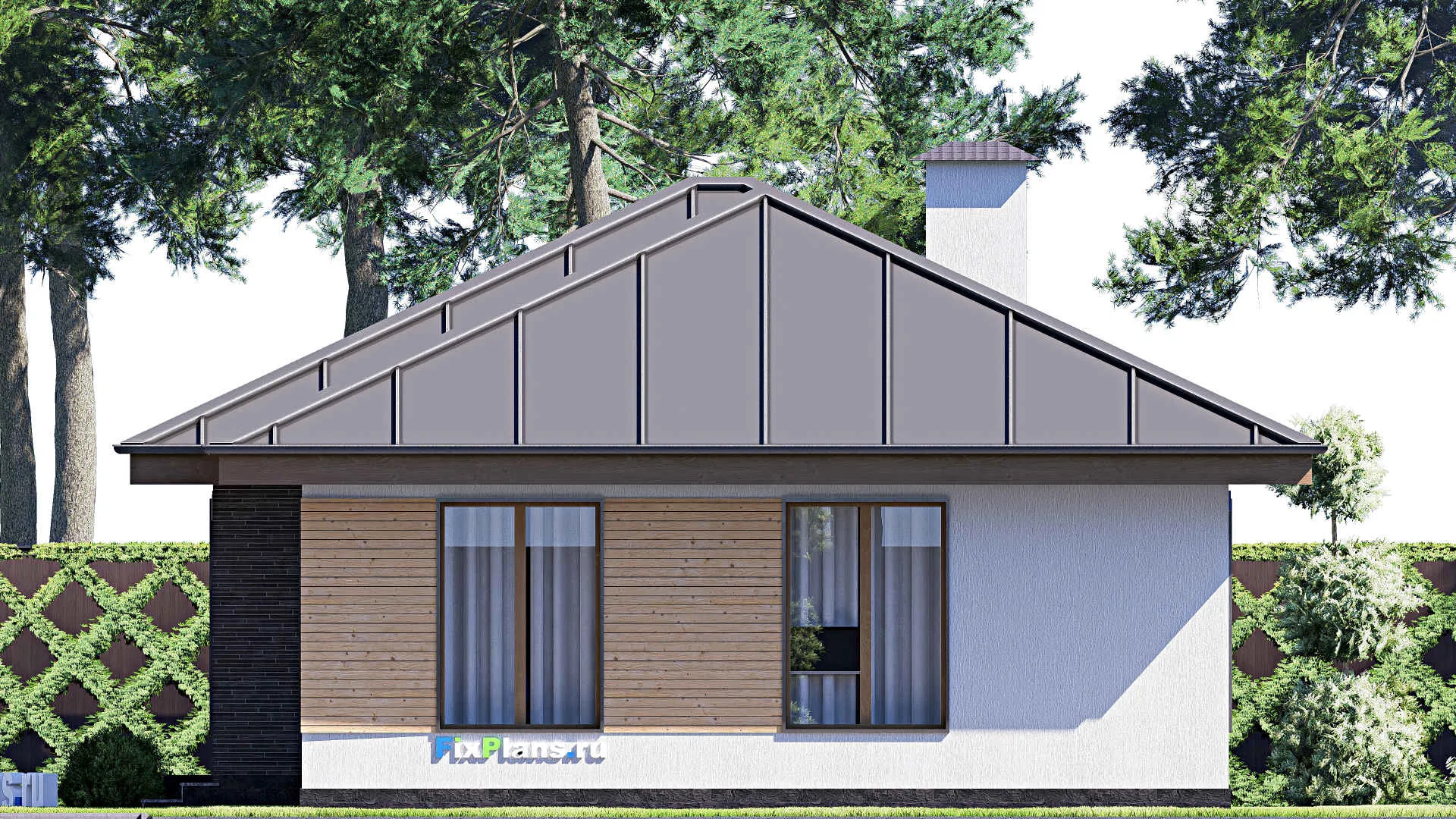 F-18782 - План одноэтажного дома 10 на 17, площадью 120 м² с террасой и 3 спальнями