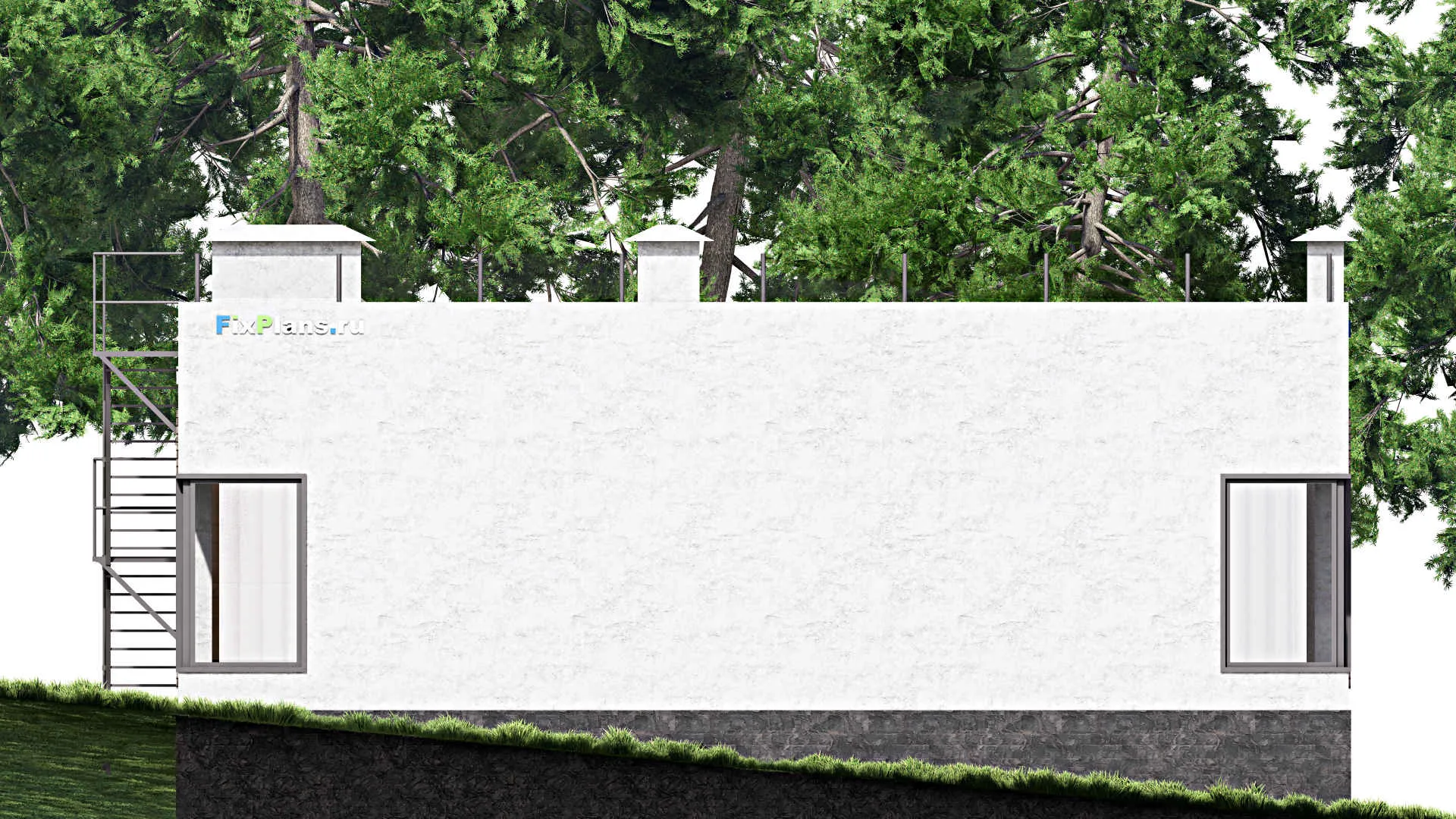 F-13265 - План одноэтажного дома 13 на 16, площадью 160 м² с террасой и 3 спальнями