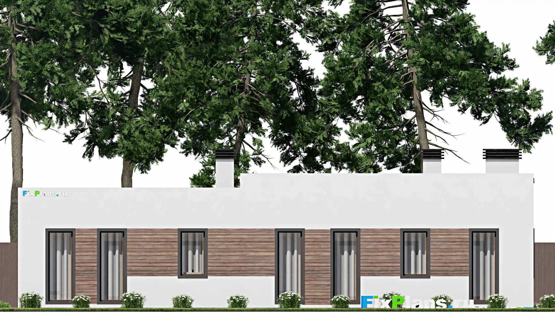 F-10250 - Проект одноэтажного дома 17 на 19, площадью 170 м² с террасой и 3 спальнями