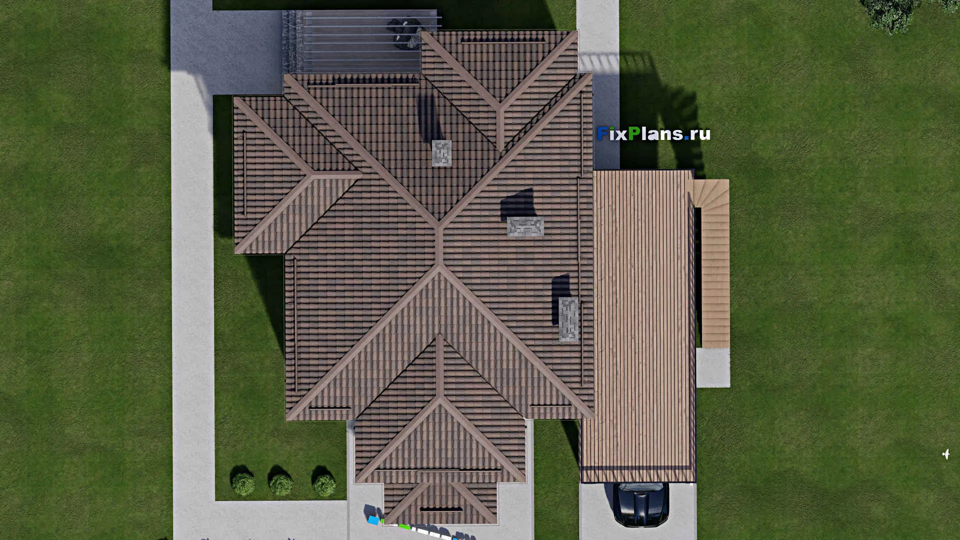 F-12176 - Проект двухэтажного дома 16 на 18, площадью 270 м² с террасой, балконом и 4 спальнями