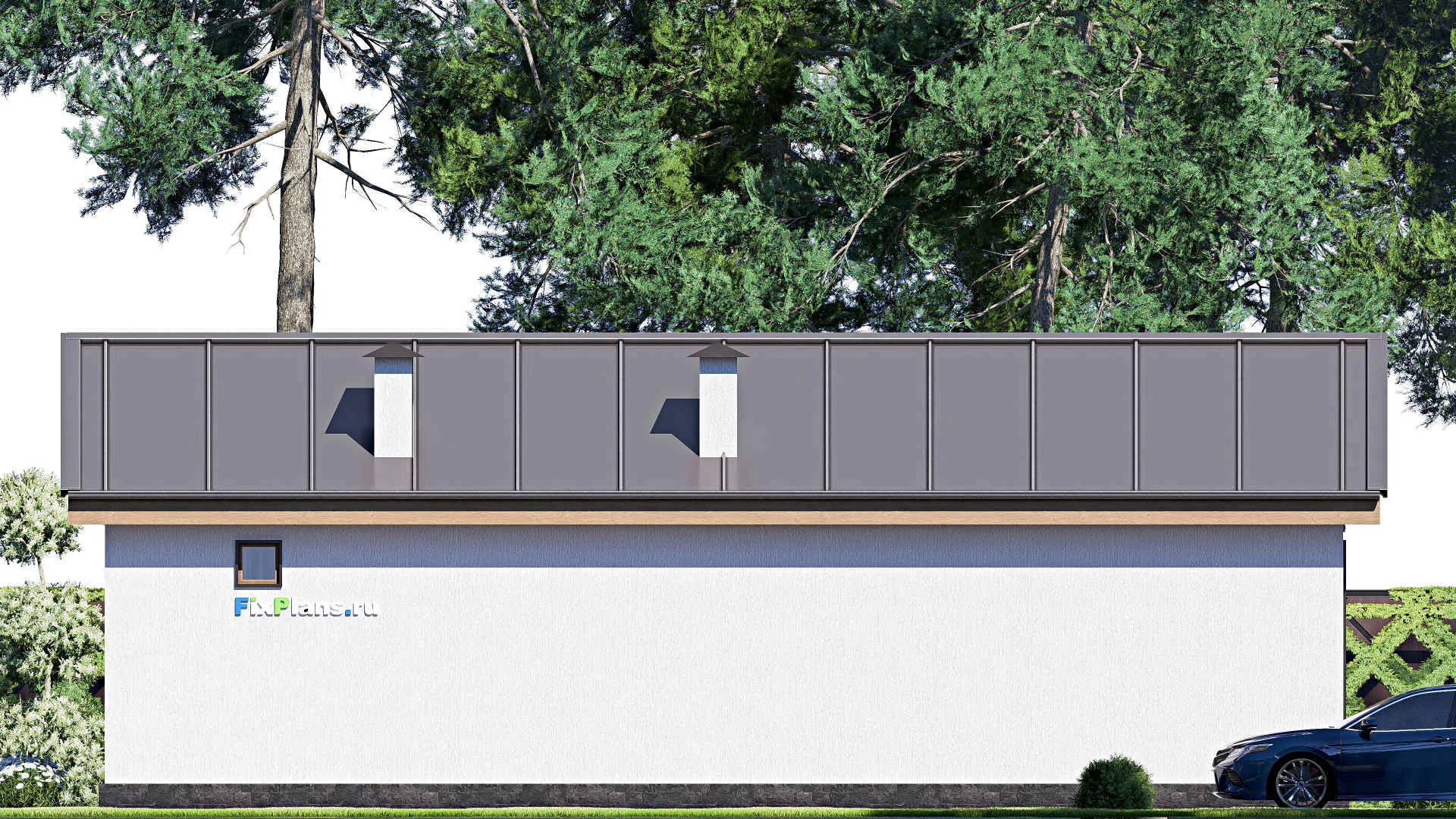 F-18422 - Проект бани 8 на 14, площадью 70 м² с комнатой отдыха и терассой