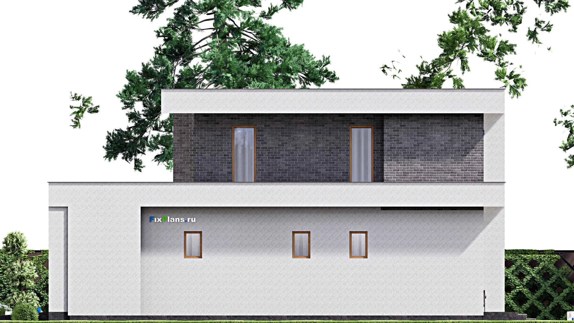 F-15866 - Проект двухэтажного дома 16 на 17, площадью 410 м² с террасой, балконом, гаражом на 2 машины и 4 спальнями