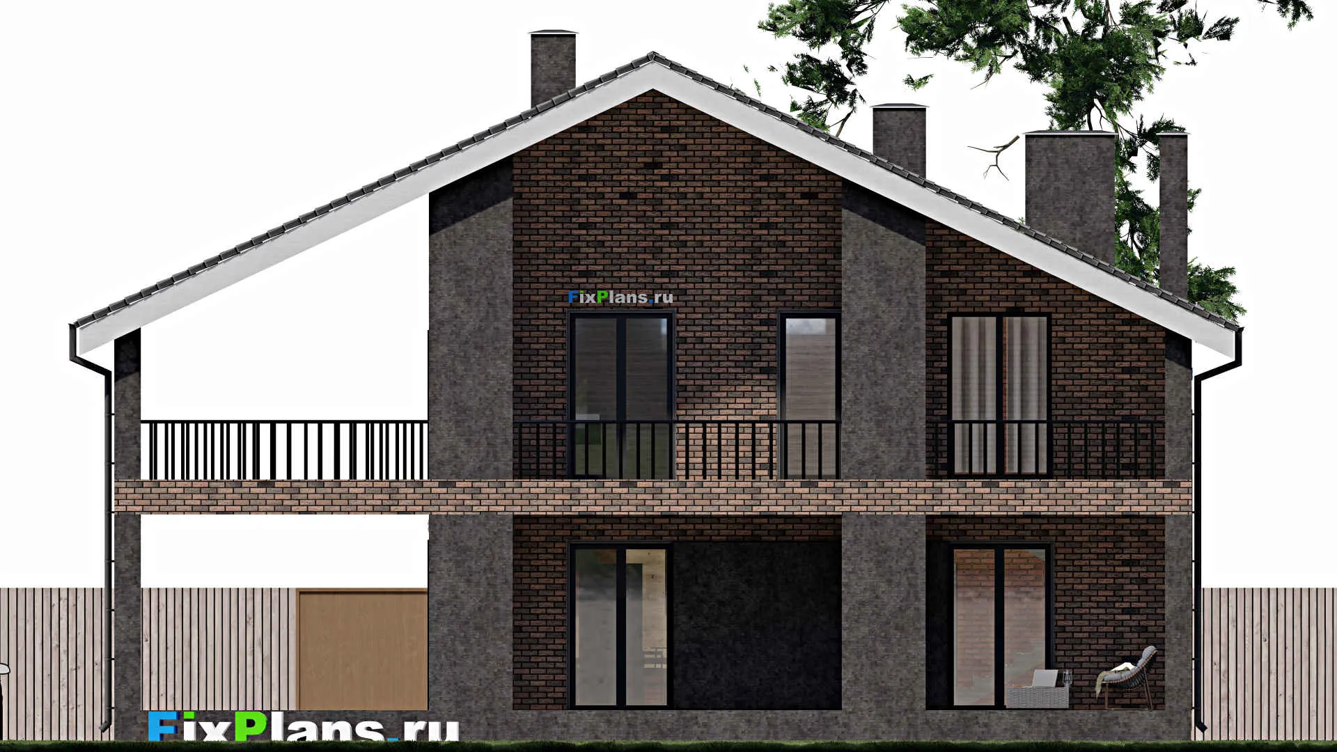 F-1502 - Проект дома с мансардой 11 на 12, площадью 420 м² с террасой, балконом и 4 спальнями