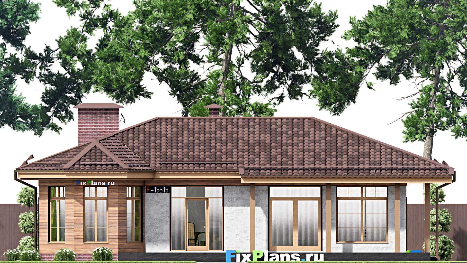 F-15515 - Проект бани 10 на 14, площадью 140 м² с комнатой отдыха, терассой, бассейном и санузлом