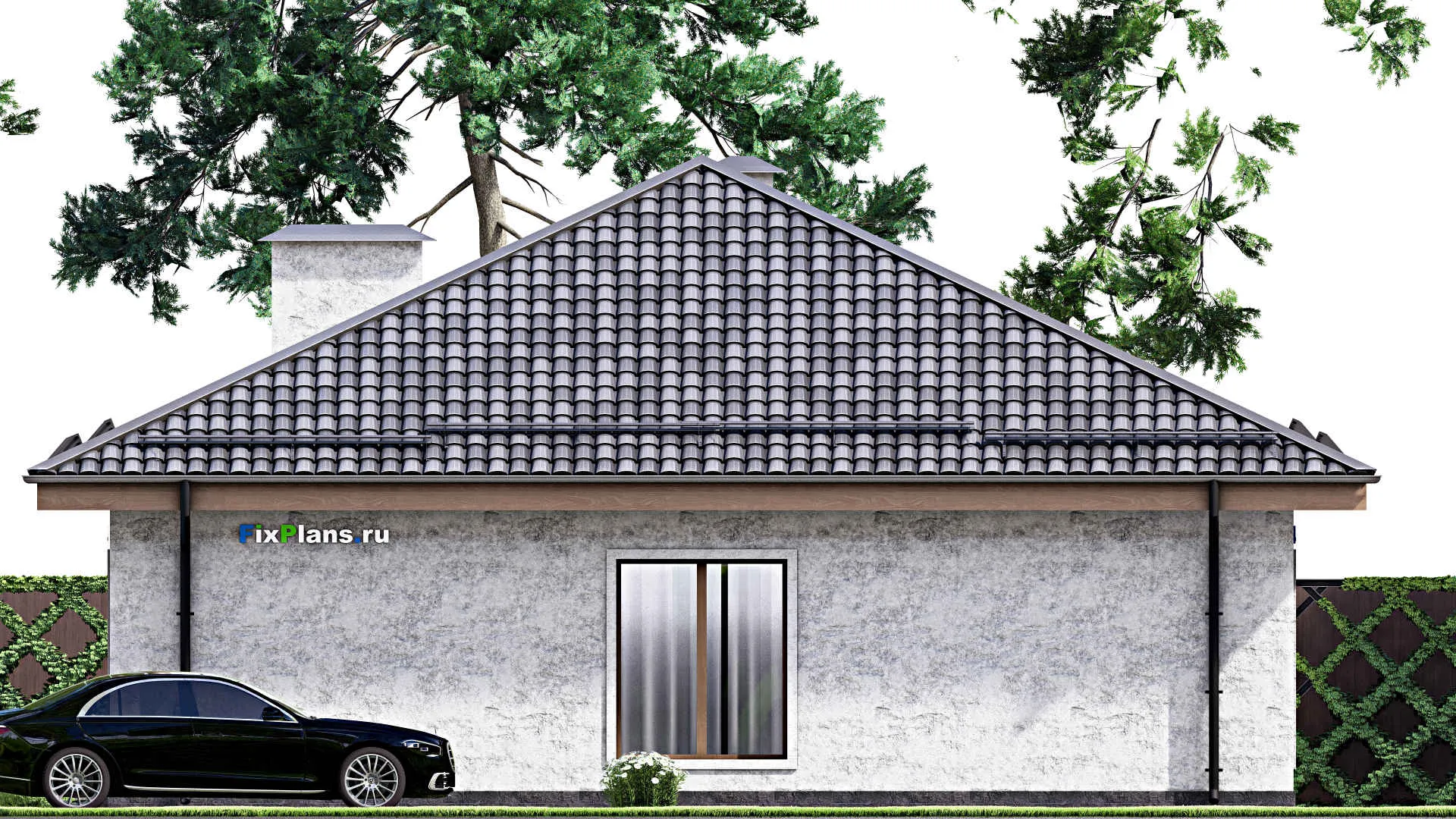 F-14057 - Проект одноэтажного дома 13 на 13, площадью 130 м² с 4 спальнями