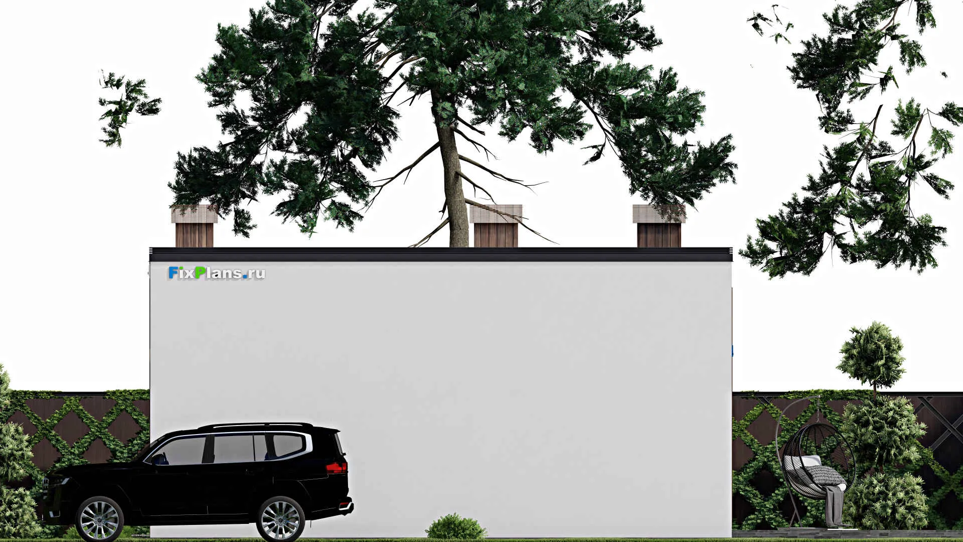 F-9377 - Проект одноэтажного дома 14 на 16, площадью 160 м² с террасой и 2 спальнями