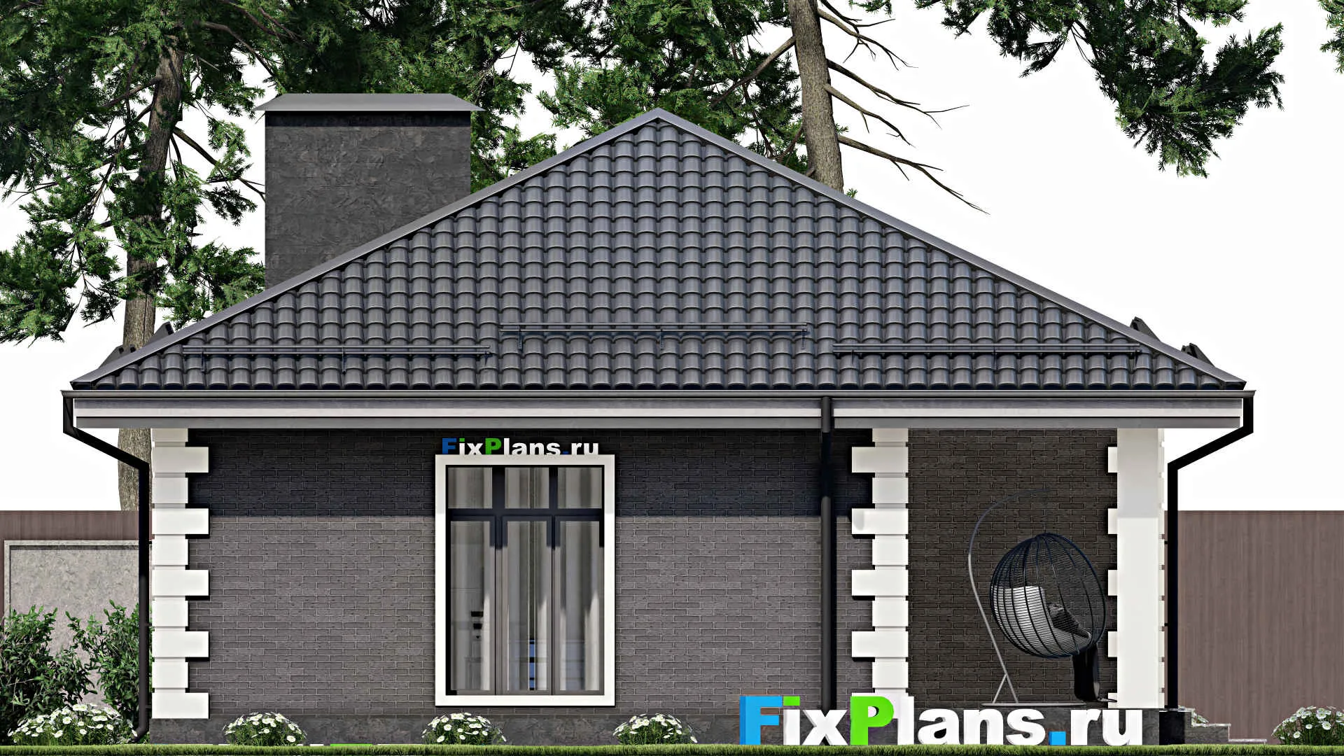 F-4220 - План одноэтажного дома 10 на 15, площадью 110 м² с террасой и 3 спальнями