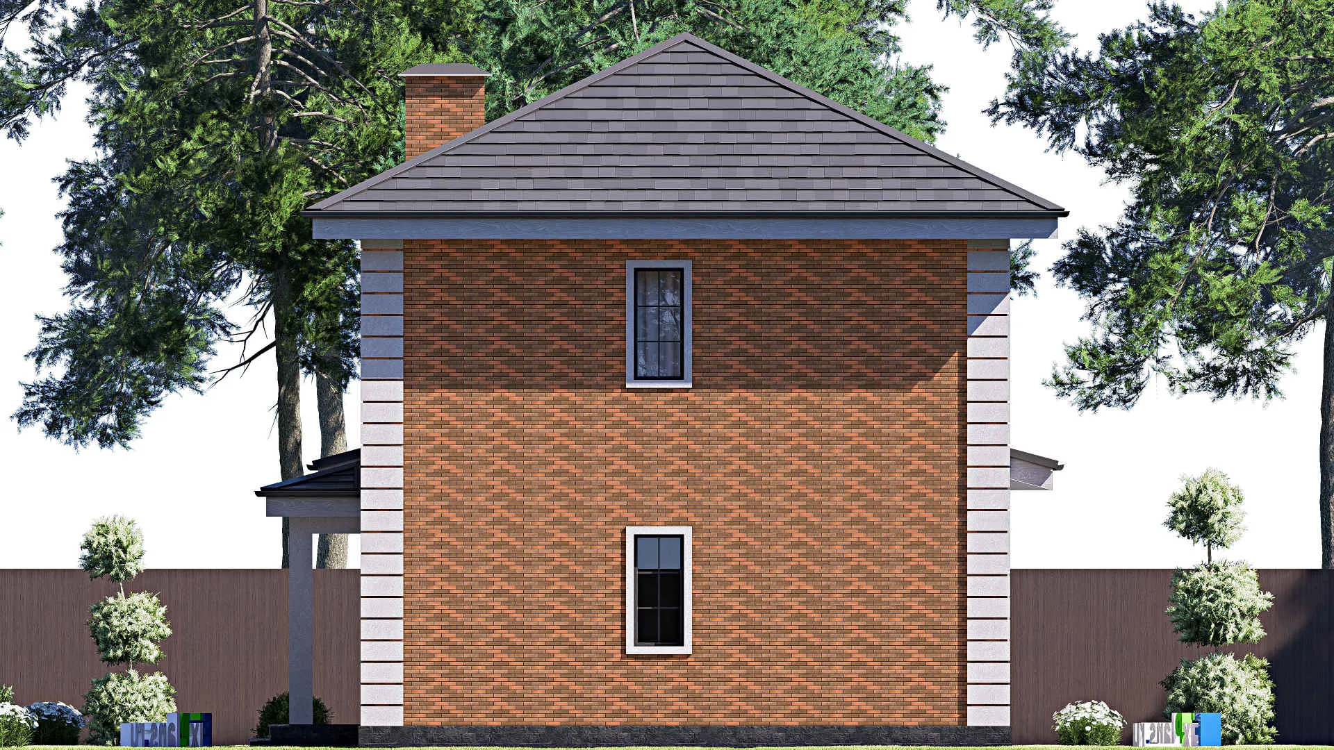 F-19214 - Проект двухэтажного дома 9 на 16, площадью 170 м² с террасой и 4 спальнями