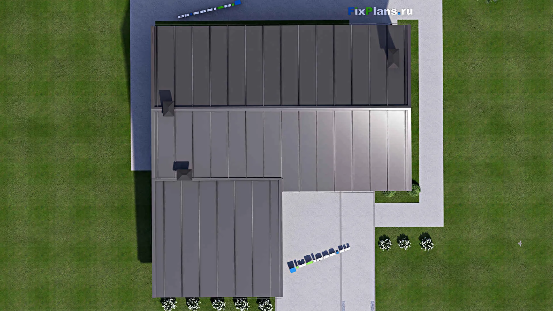 F-14102 - План одноэтажного дома 15 на 16, площадью 140 м² с гаражом на 2 машины и 2 спальнями